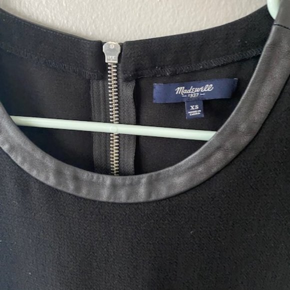 Madewell Leather Trimmed Shift Dress - Picture 4 of 7